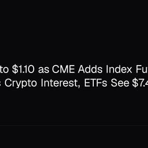 XRP Sinks to $1.10 as CME Adds Index Futures, SBI Bank Pilots Crypto Interest, ETFs See $7.4M Inflow