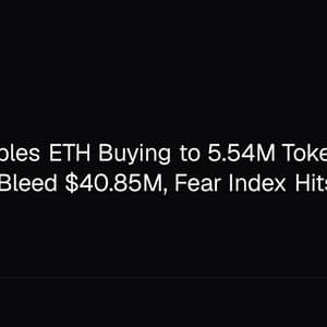 BitMine Triples ETH Buying to 5.54M Tokens as Spot ETFs Bleed $40.85M, Fear Index Hits 9